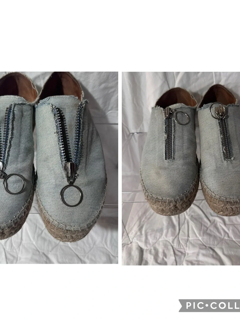 Alexander Wang Light Blue denim Espadrille Slip-Ons with Ring Zip